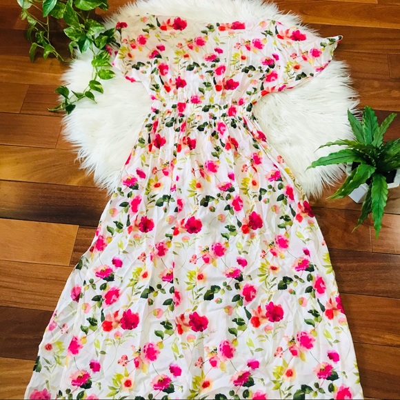 New🌿Floral Tie Front Maxi Beach Dress - Picture 5 of 8